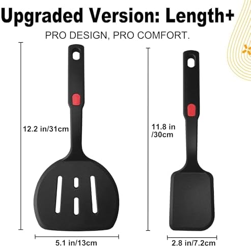 2 Piece Large Silicone Pancake Spatula Turner Set - Image 5