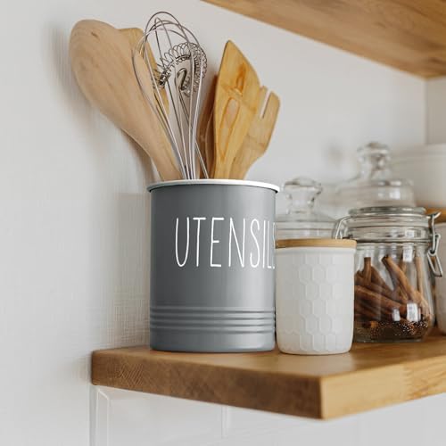 Bivvclaz Gray Kitchen Utensil Holder, 6.7" Utensil Holder - Image 6