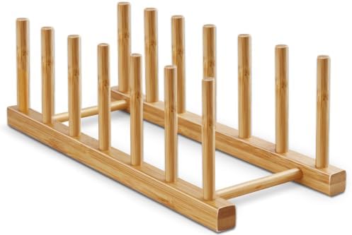 Bamboo Dish Rack, 6-Slot Vertical Wooden Plate Holder & Drainer by Unknown