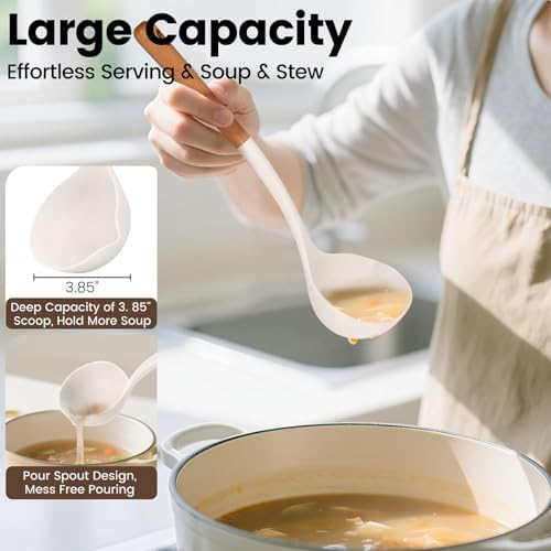 Silicone Soup Ladle Spoon, Kitchen Soup Cooking Spoons Set, Large Spaghetti - Image 2