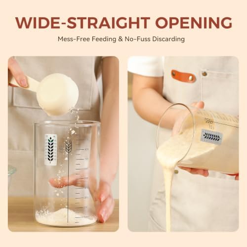 Sourdough Starter Jar Kit, 34oz Large Wide Mouth Sour Dough Jar Glass - Image 3