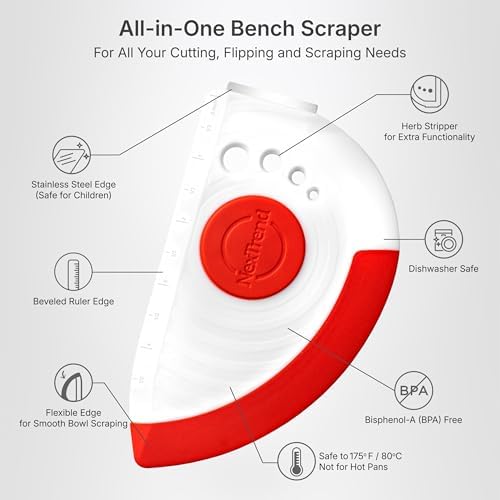 NexTrend red 5-in-1 flexible dough and bowl scraper - Image 3