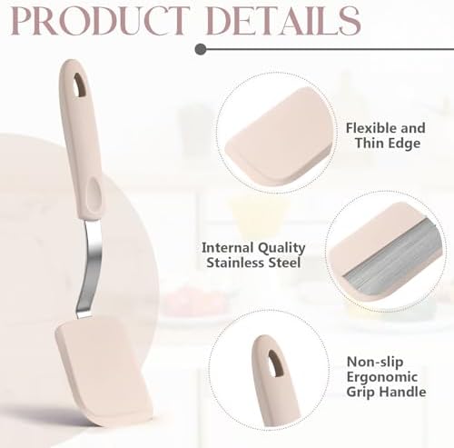 2Pcs Mini Silicone Cookie Brownie Spatula, Solid Flat - Image 3