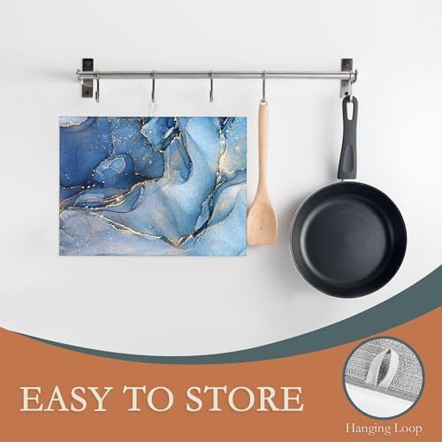 Blue Gold Marble Dish Drying Rack Mat - Image 3