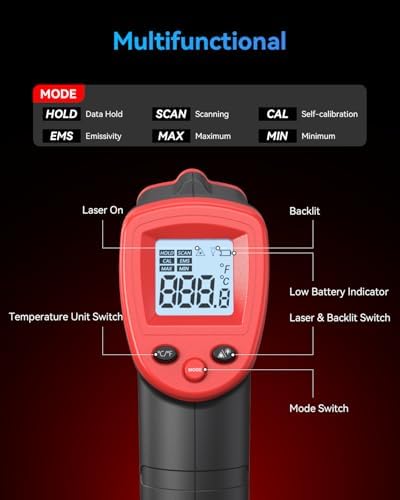 Wintact Infrared Thermometer, Digital Surface Temperature Gun -58℉ to 1094℉ - Image 6