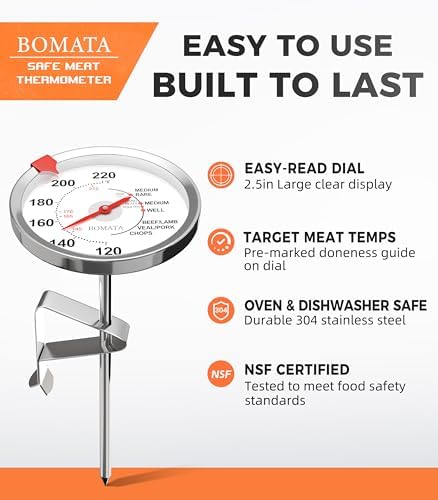 BOMATA 2 Pack Meat Thermometer Oven Safe, Leave in Probe Food Thermometer - Image 2
