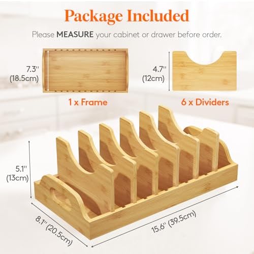 Lifewit Bamboo Lid Organizers for Inside Cabinet - Image 2