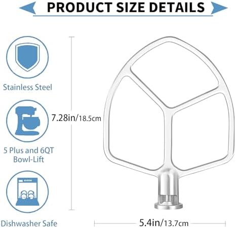 Stainless Flat Beater for KitchenAid 5 Plus - 6QT Bowl Lift Mixer - Image 3