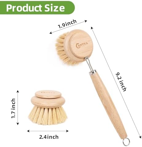 Bamboo Scrub Brush with Handle - Image 2