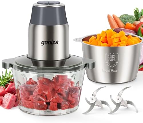 Ganiza Food Processors with 2 Bowls, 450W Meat Grinder Vegetable Chopper by Ganiza