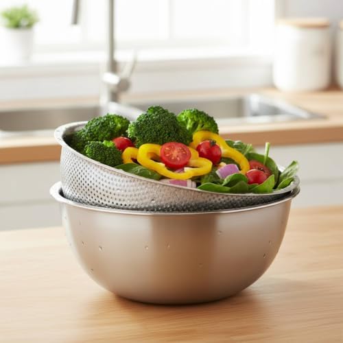 Stainless Steel Colander and Mixing Bowl Set - Image 5
