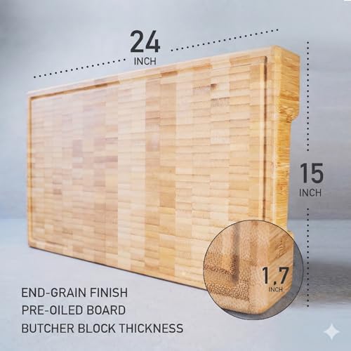 XXL Bamboo Cutting Board, End Grain Butcher Block - Image 2