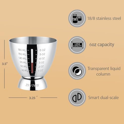 Cocktail Jigger with OZ&ML Markings 1–6oz Include 2 Pour Spouts - Image 5