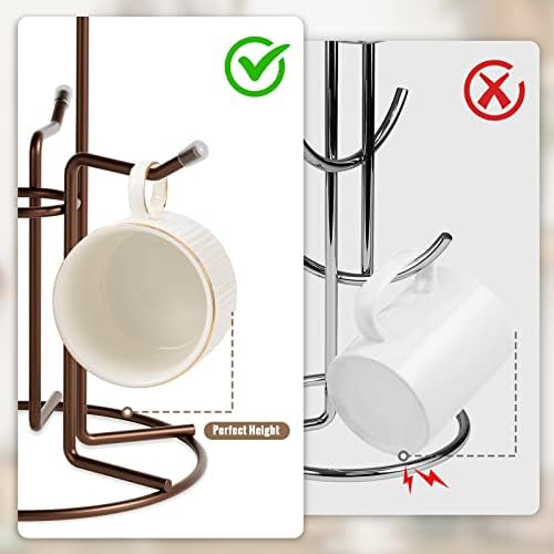HULISEN Mug Tree for Large Cups, 6 Hook Countertop Coffee Mug Holder - Image 5