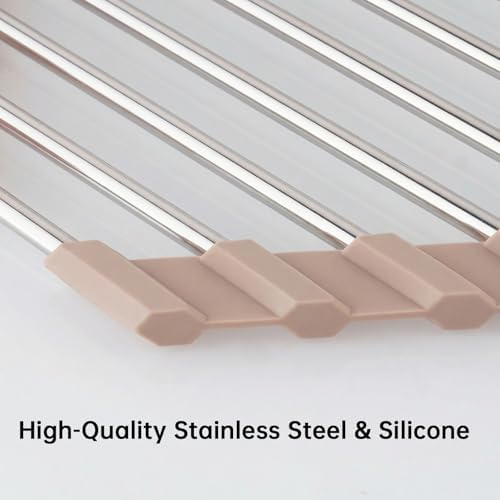 Tomorotec Triangle Roll Up Dish Drying Rack 304 Stainless Steel Beige - Image 2