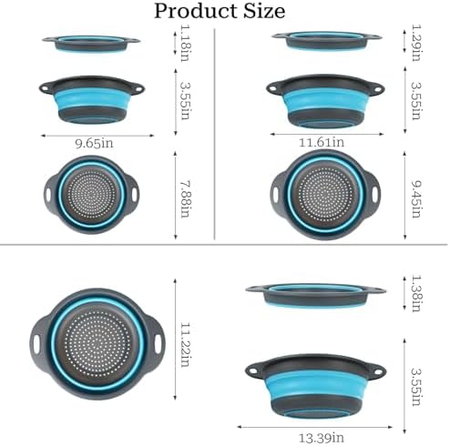 Collapsible Colander 3-Pack Set Space-Saving Foldable Kitchen Strainer - Image 2