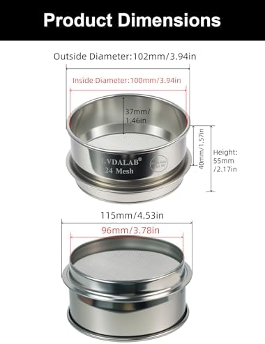 4" Full 304 Stainless Steel Lab Sieve, 24 Mesh Sifter - Image 5