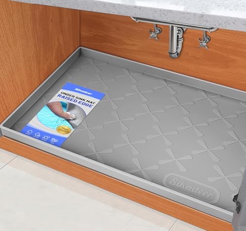 SIKADEER Waterproof Under Sink Mat Silicone 40"x19", Kitchen Cabinet Liner by SIKADEER