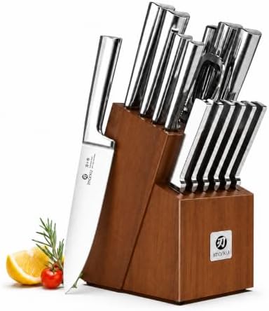 imarku 15-Piece Knife Block Set Built-in Sharpener, Santoku by imarku