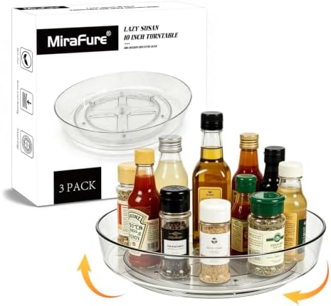 3-Pack 10 Inch Smooth Clear Round Lazy Susan Organizer by MiraFureBrand