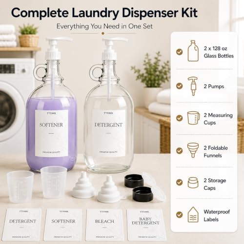 2 PCS 128 Oz Glass Liquid Laundry Detergent Dispensers - Image 2