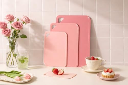THETCHRY Plastic Cutting Board, Extra Large Pink Cutting Board - Image 3