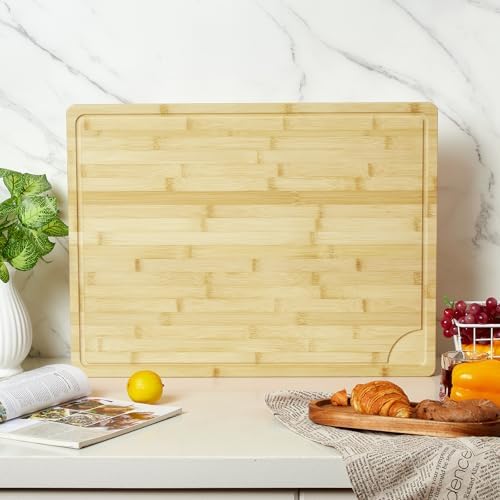 24"X18" Bamboo Cutting Boards for Kitchen, Extra Large Wood Cutting Board - Image 3