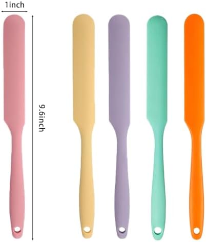 5 Pcs Silicone Jar Spatula Set, Sourdough Spatula, Long Handle Thin Spatulas - Image 3