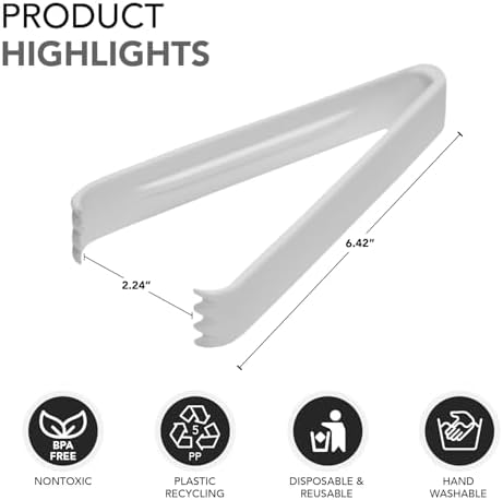 Party Essentials TN-65W Plastic Serving Tong, 6-1/2" Length - Image 3