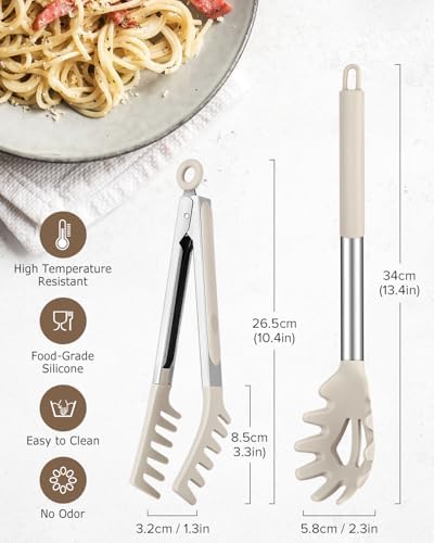 Silicone Spaghetti Spoon and Pasta Tong, Server Fork - Image 2