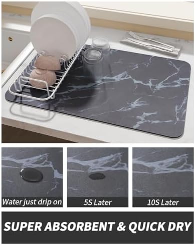 AMOAMI-Coffee Mat Hide Stain Rubber Backed Absorbent Dish Drying Mat - Image 3