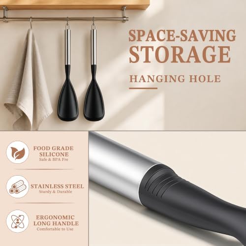 Cooking Spoon for Nonstick Cookware Long Handle Silicone Scoop Spatula - Image 6