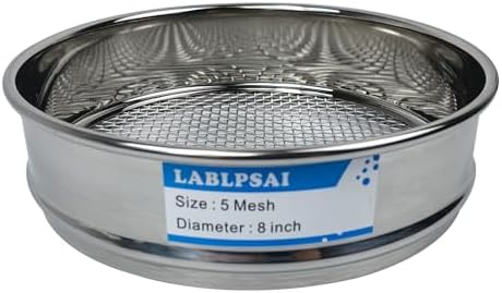 5 Mesh Lab Sieves 8" Diameter 304 Stainless Steel Wire Cloth Test Sieve by LABLPSAI