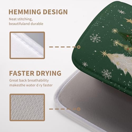 Green Christmas Tree Snowflakes Dish Drying Mat - Image 4