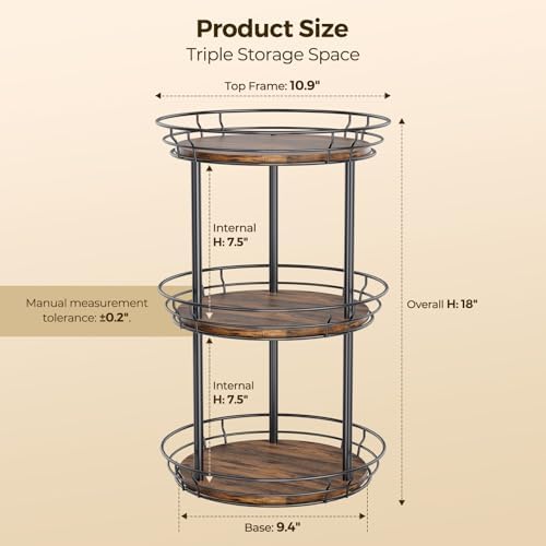 LAMU 3 Tier Lazy Susan Turntable Rotating Spice Rack Organizer - Image 6