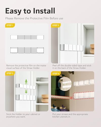 Acrylic Straw Holder for Cabinet Door, Adjustable Space-Saving Straw Organizer - Image 6