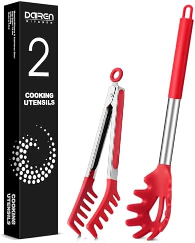 Silicone Spaghetti Spoon and Pasta Tong, Server Fork by DaiRenKitchen
