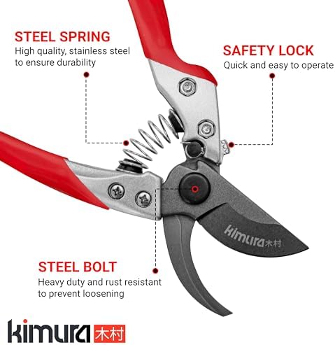 Kimura® 8" Pro Bypass Pruning Shears, Heavy Duty Japanese SK5 Steel Blades - Image 4