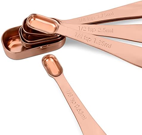 6-Piece 18/8 Stainless Steel Measuring Spoons Set, Rose Gold - Image 3