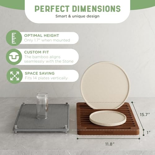 NIUM Stone Drying Mat for Kitchen Counter & Bamboo Rack - Image 4
