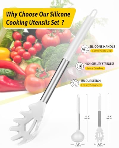 BUNDLEPRO Silicone Soup Ladle and Pasta Spoon Set, 2 Pack - Image 2