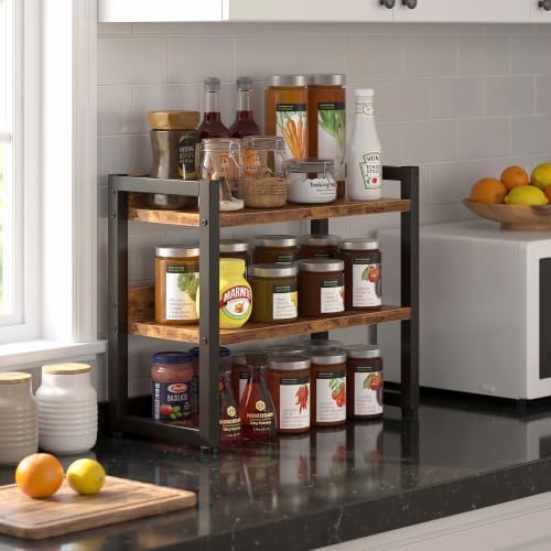 Kitchen Countertop Organizer Shelf, 3 Tier Spice Rack Wood Coffee Counter Shelf - Image 2
