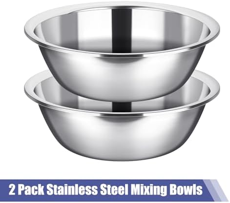 Nuogo 2 Pack Large Mixing Bowls 17 Quart Stainless Steel Flat Base - Image 2
