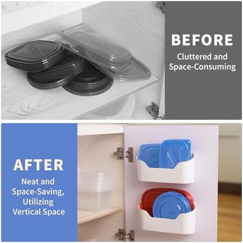 2 Pack Lid Organizers Inside Cabinet, No Drilling Adhesive Over Door Organizer - Image 3