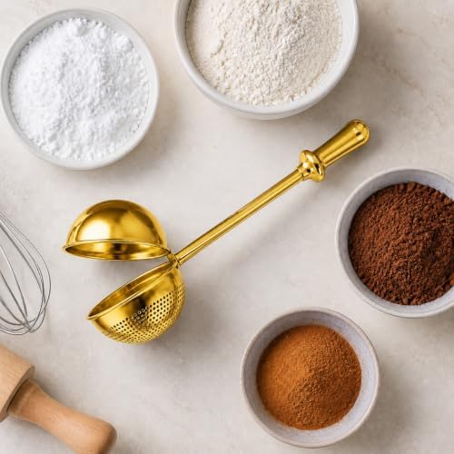 Flour Sifter for Baking Bread 304 Stainless Steel One-Hand Duster Wand Spring - Image 4