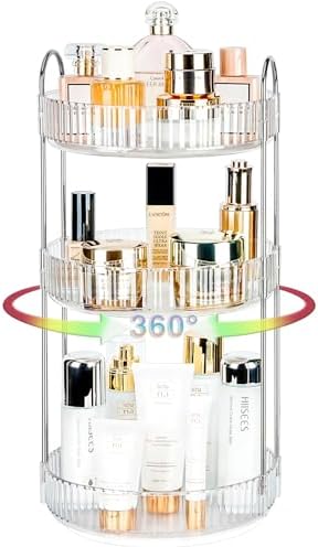 360 Rotating Makeup Organizer, 3 Tier Large Capacity Lazy Susan Bathroom by Niluks