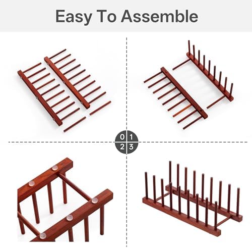 HBlife Rosewood Wooden Dish Drying Rack Plate Organizer - Image 4
