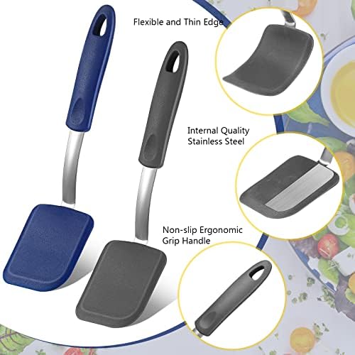 2Pcs Mini Silicone Cookie Brownie Spatula, Solid Flat - Image 3
