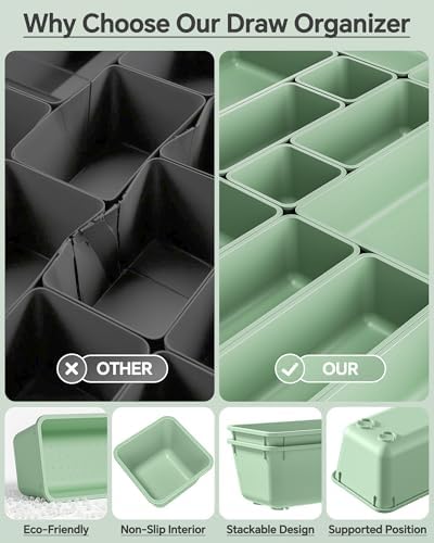 KEMETHY 25 PCS Plastic Drawer Organizers Set, 4 Sizes Vanity Organizer - Image 5