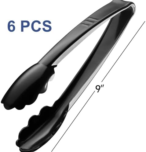 9-Inch Plastic Serving Tongs Heavy-Duty Black Tongs - Image 2